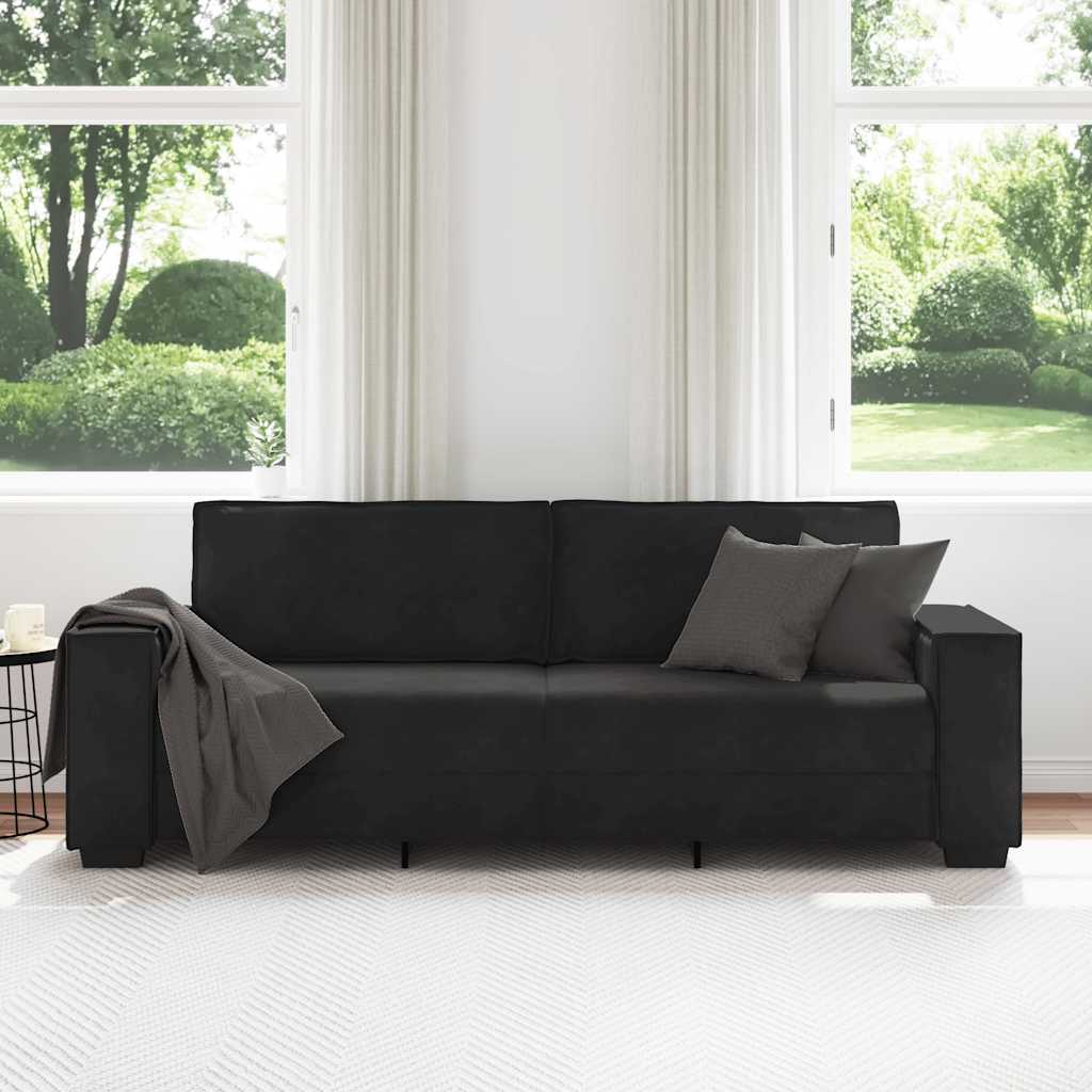 Driezitsbank 220x78x84 cm fluweel zwart