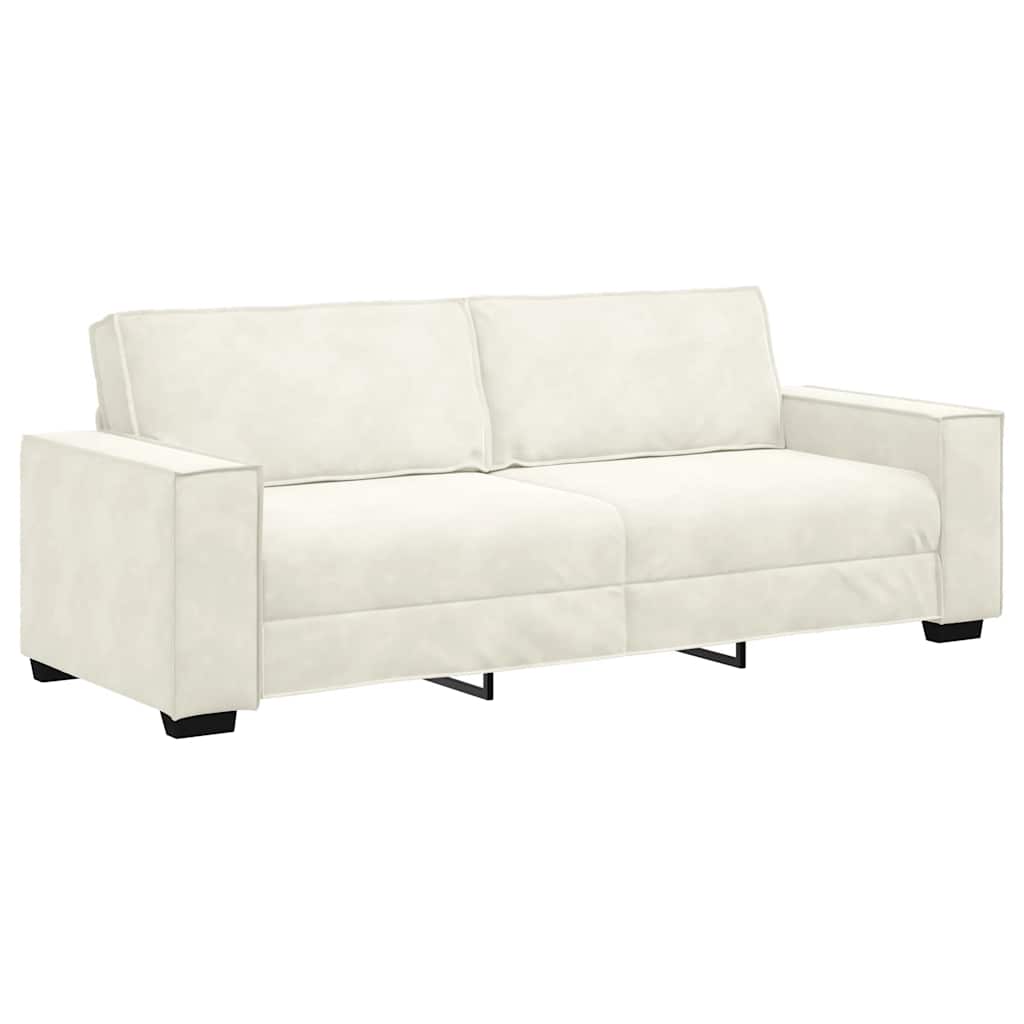 Driezitsbank 220x78x84 cm fluweel crèmekleurig
