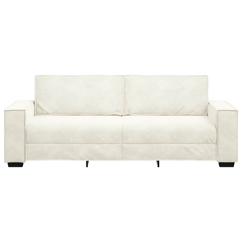 Driezitsbank 220x78x84 cm fluweel crèmekleurig