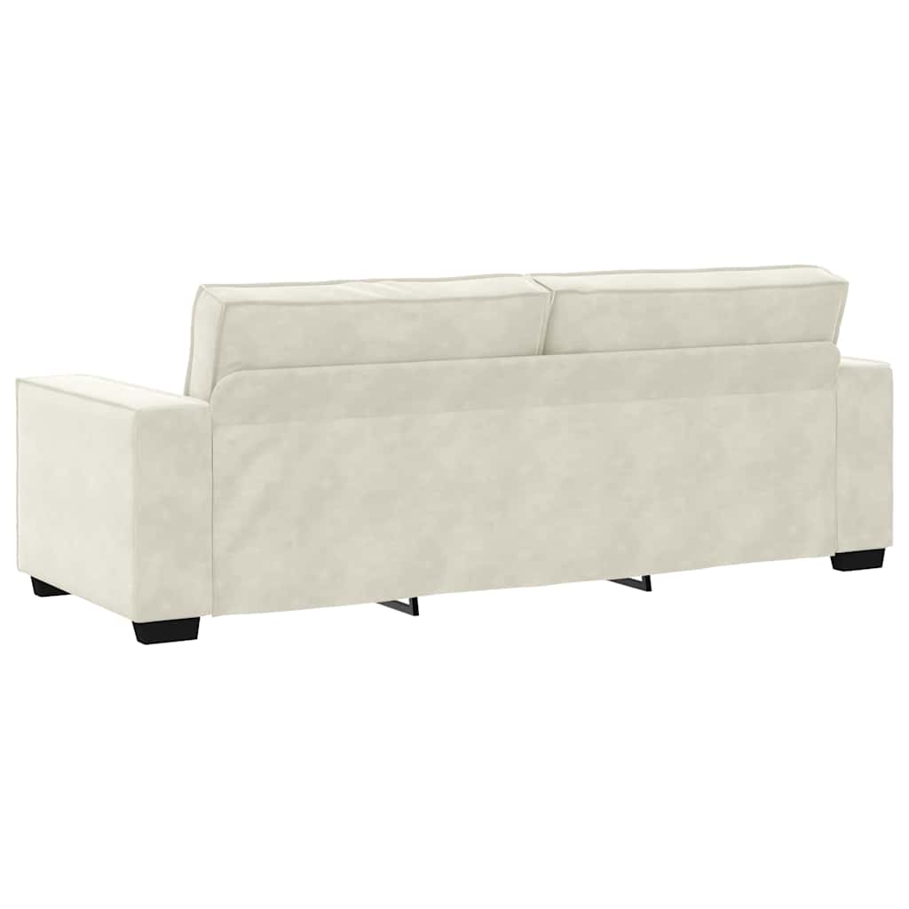 Driezitsbank 220x78x84 cm fluweel crèmekleurig