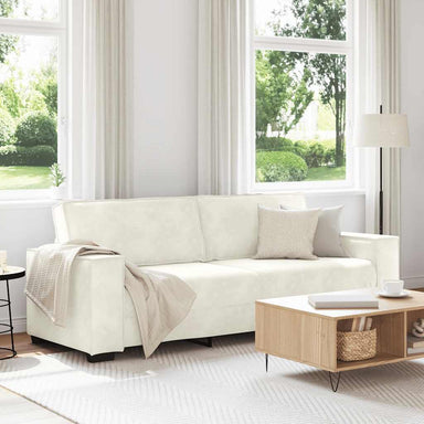 Driezitsbank 220x78x84 cm fluweel crèmekleurig