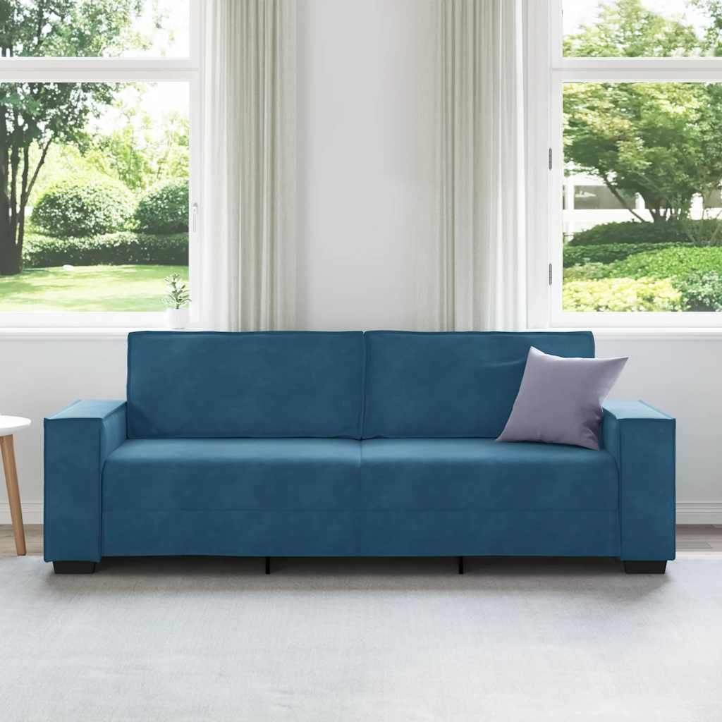 Driezitsbank 220x78x84 cm fluweel blauw