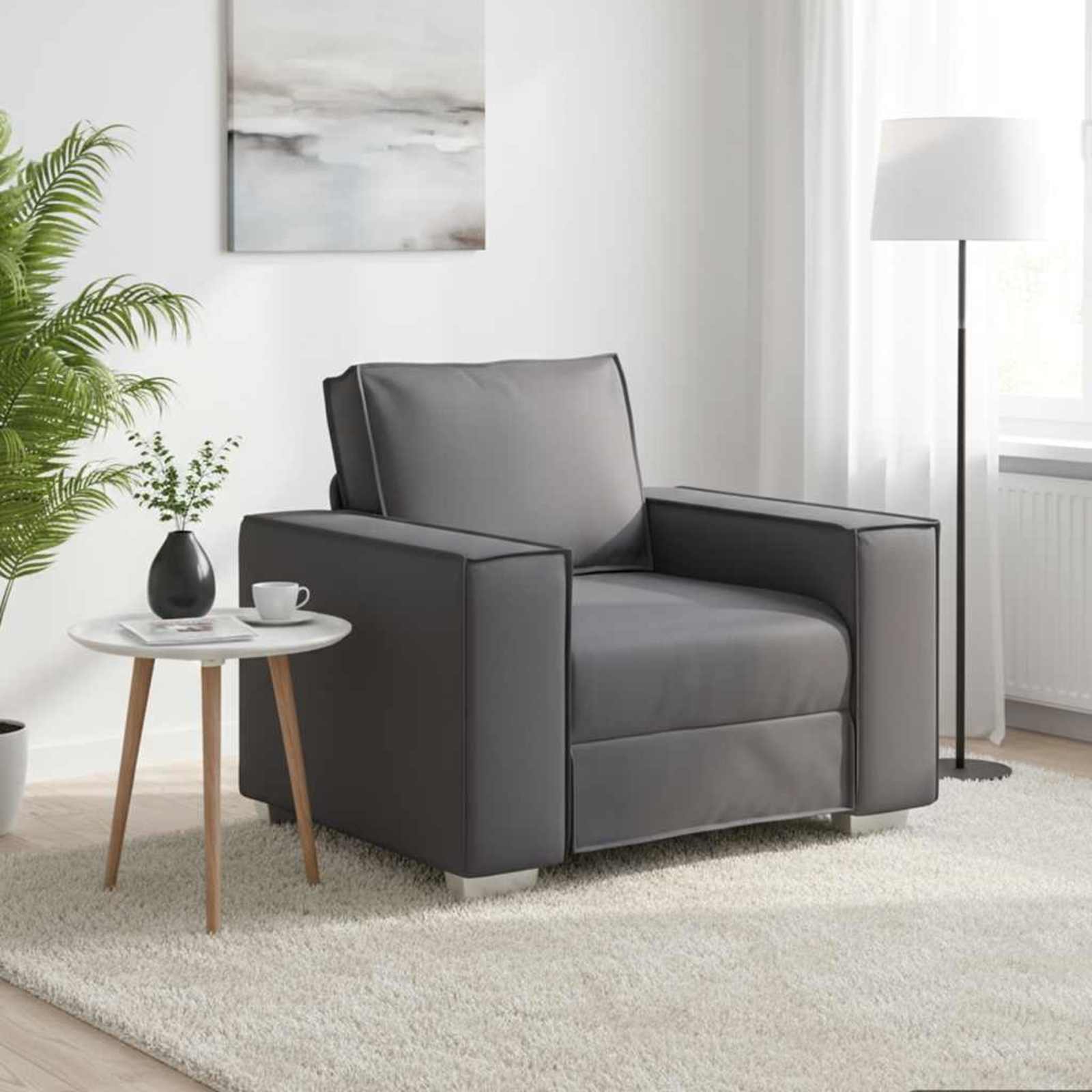 Sofa Stoel Grijs 100 cm Nep Leer
