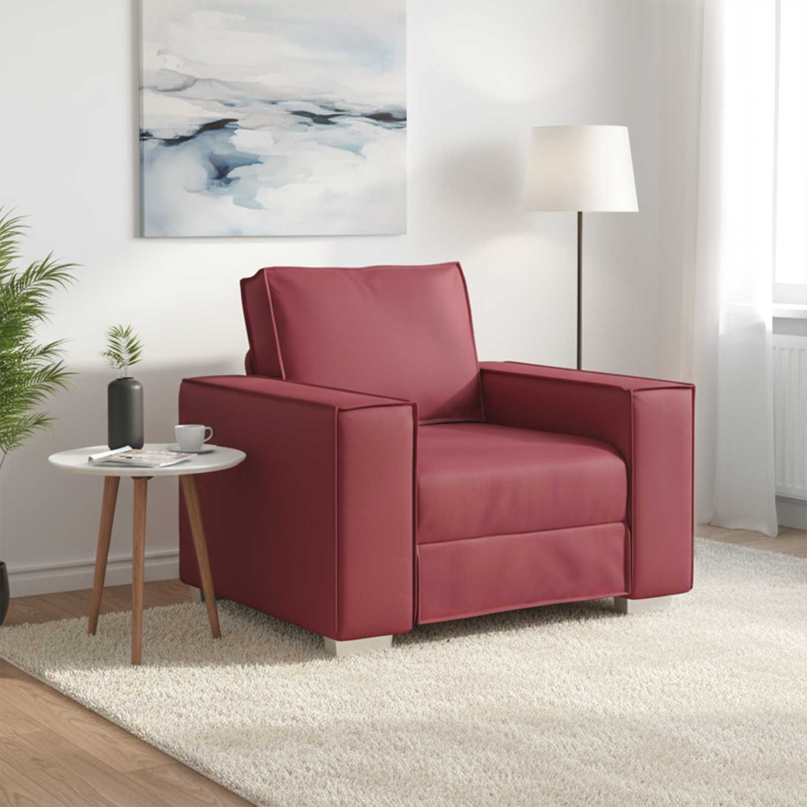 Sofa Stoel Wijnrood 100 cm Nep Leer