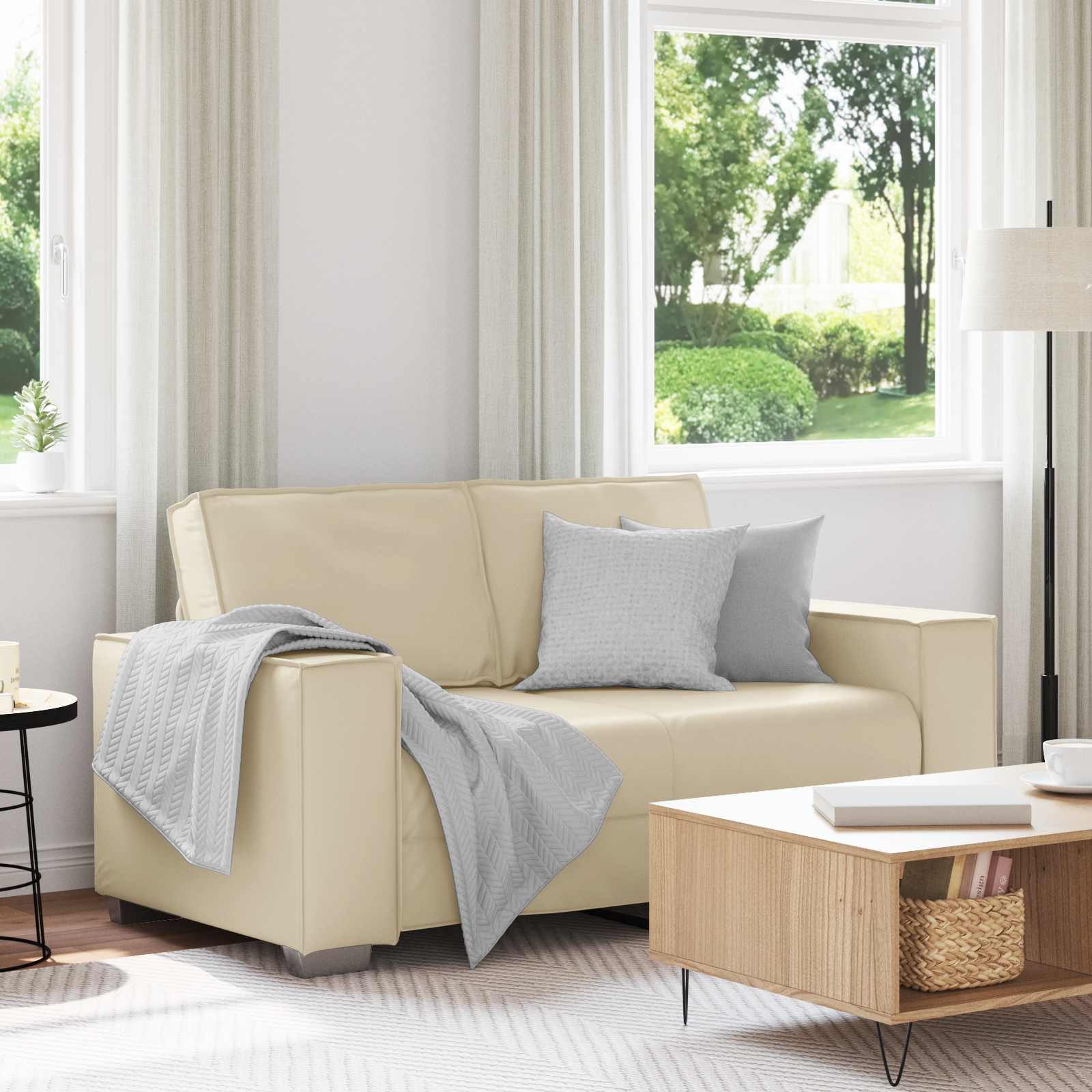 Loveseat Crème 160 cm Nep Leer