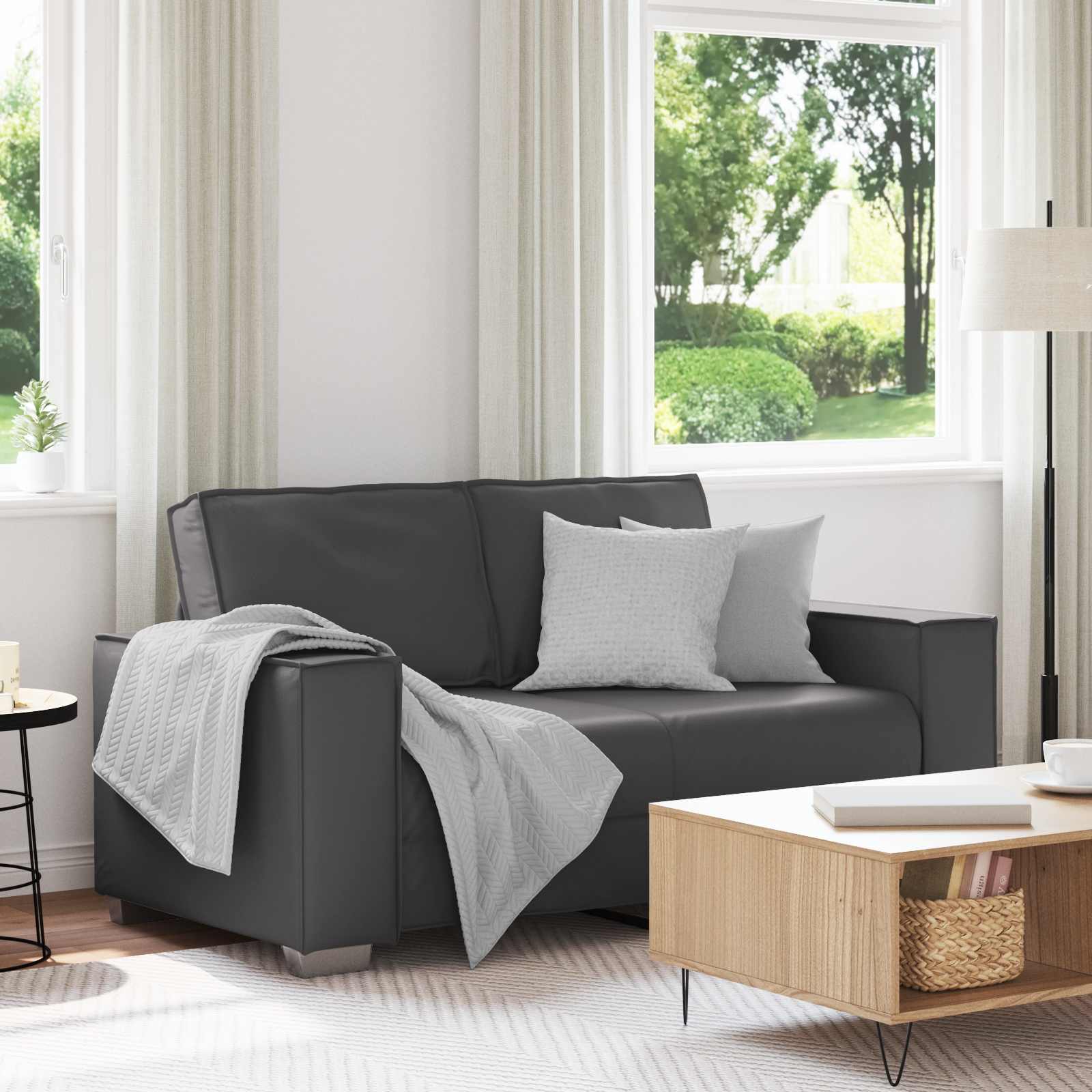 Loveseat Grijs 160 cm Nep Leer