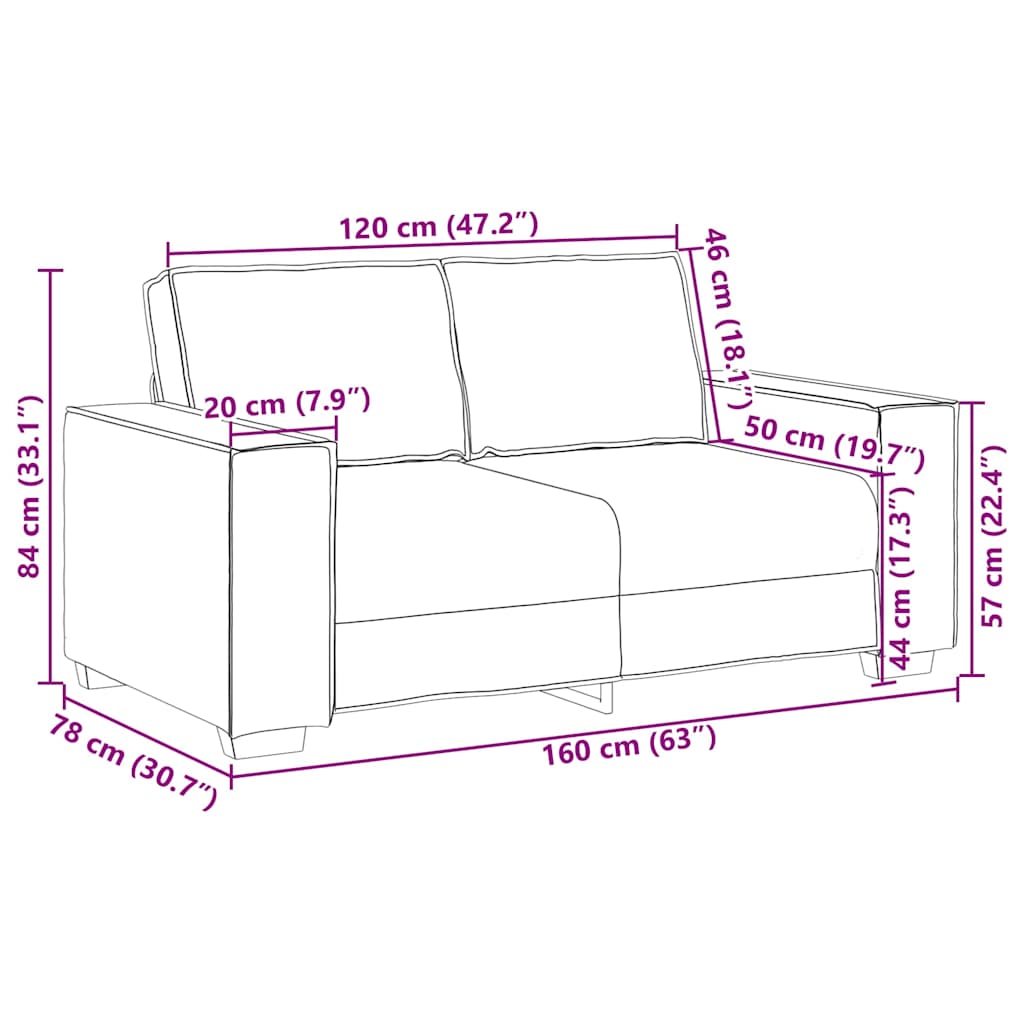 Loveseat Wijnrood 160 cm Nep Leer