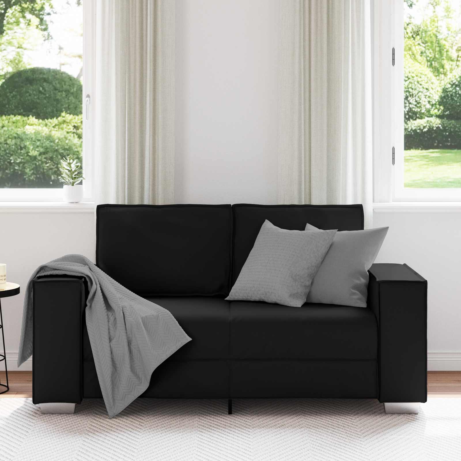 Loveseat Zwart 160 cm Nep Leer