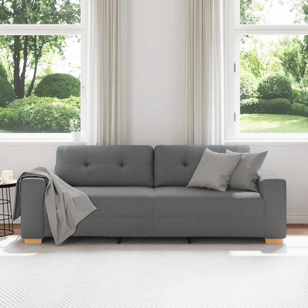 3-zitsbank donkergrijs 220x78x80 cm stof