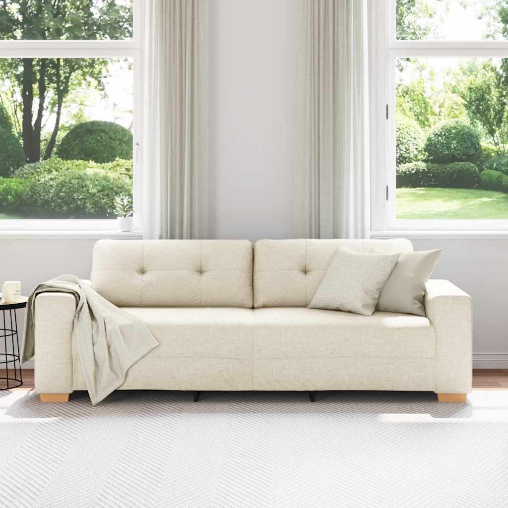 3-Zits Bank Beige 220 cm Linnen-mix stof