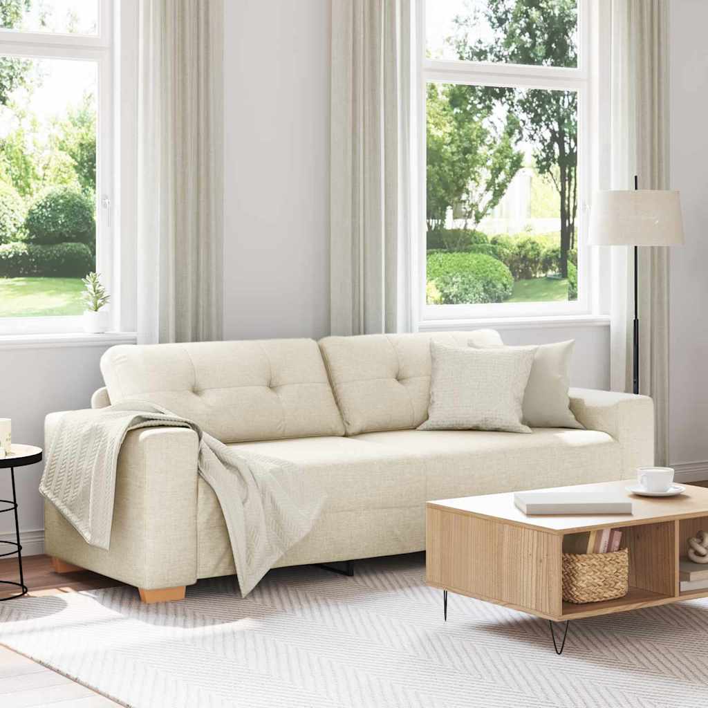 3-Zits Bank Beige 220 cm Linnen-mix stof