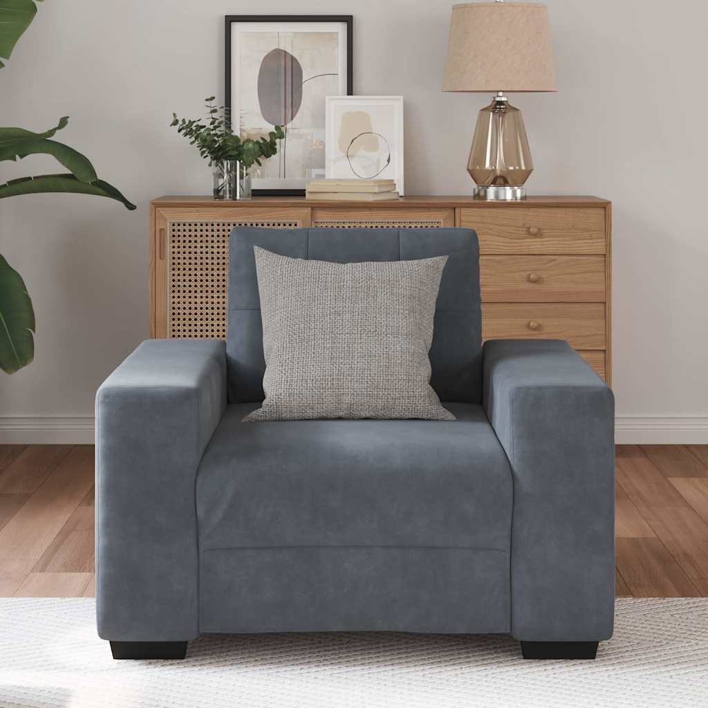 Fauteuil 100x78x80 cm fluweel donkergrijs