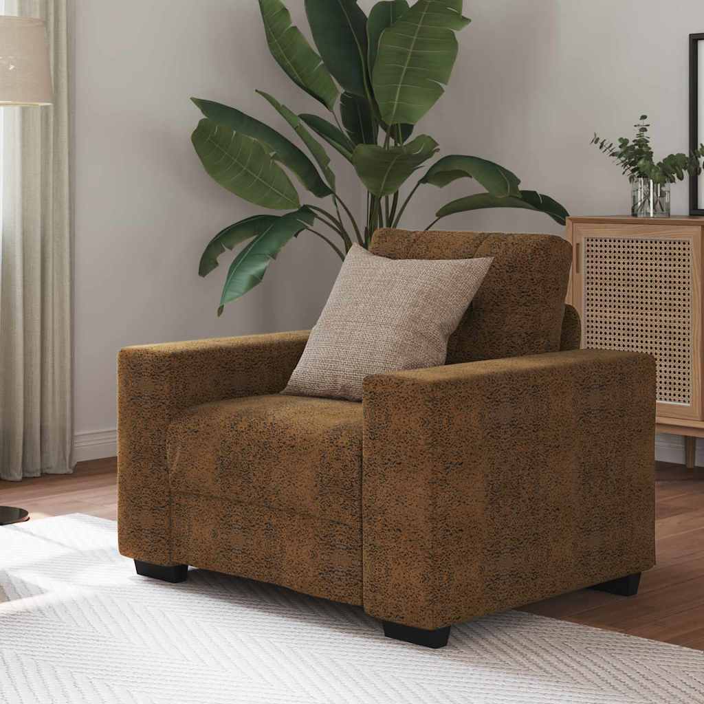 Sofa Stoel met kussen Bruin Kunstleer en Hout