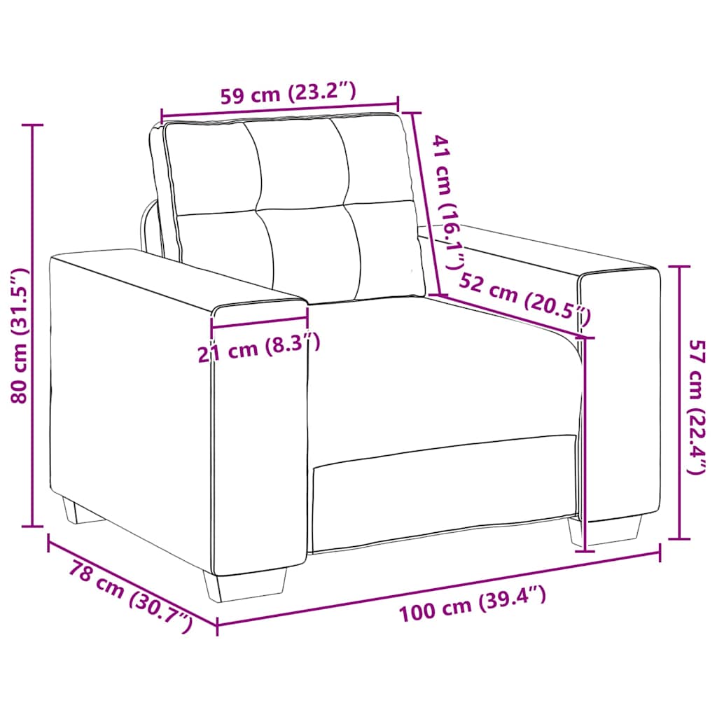 Sofa Stoel met kussen Bruin Kunstleer en Hout