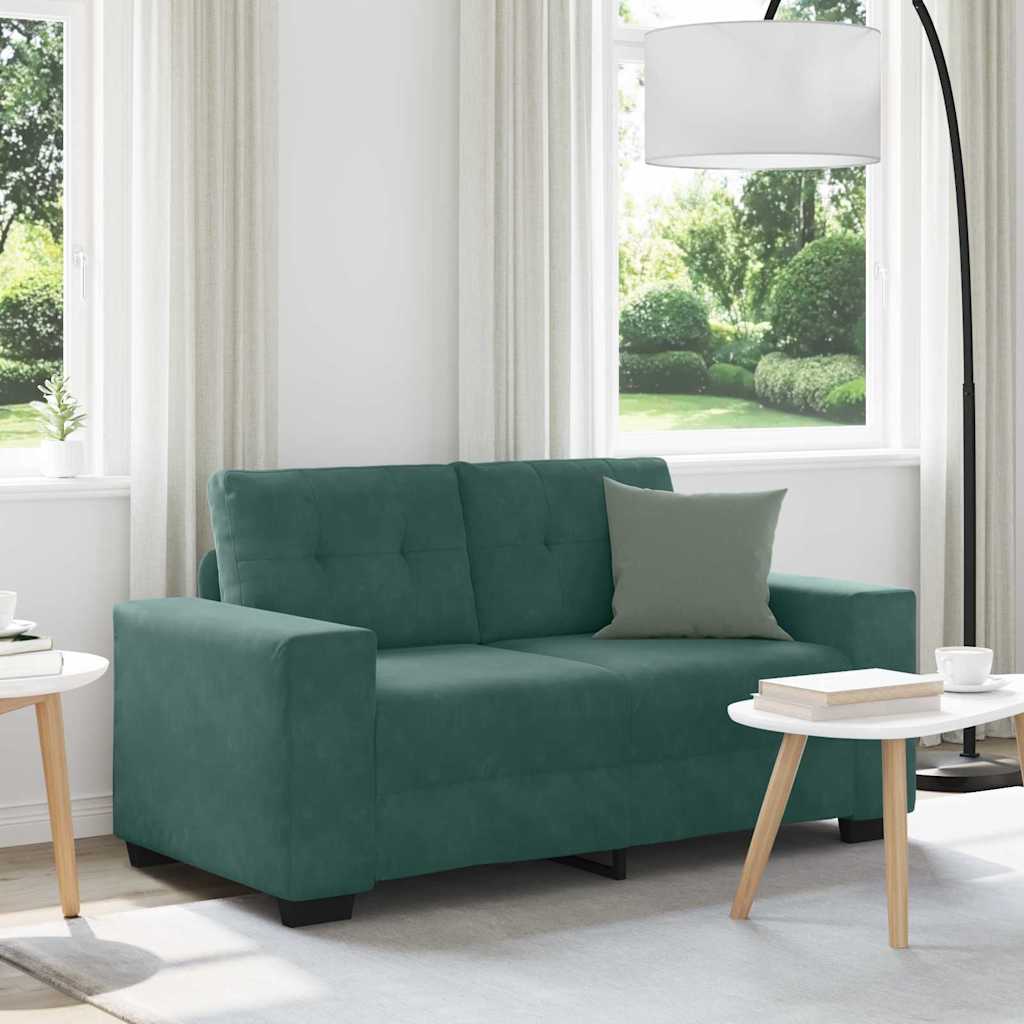 Loveseat met kussen Donkergroen Fluweel