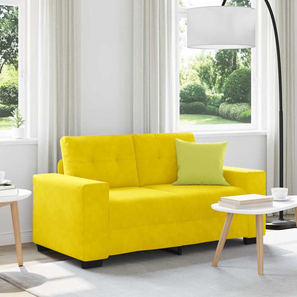 Loveseat met kussen Geel Fluweel