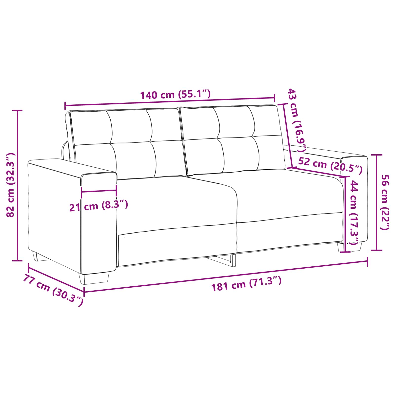 Loveseat Bruin 180 cm Nep Suede Leer