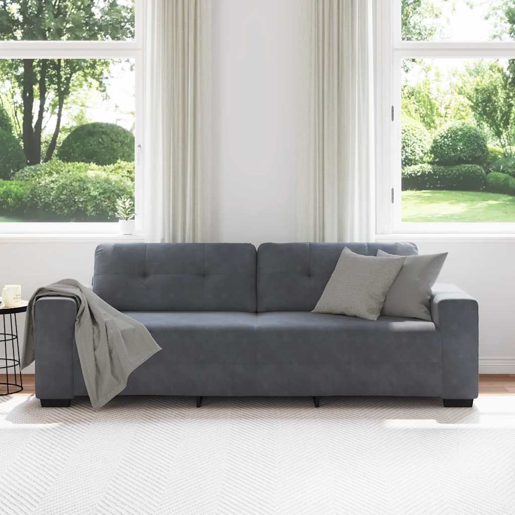 3-zitsbank donkergrijs 220x78x80 cm fluweel