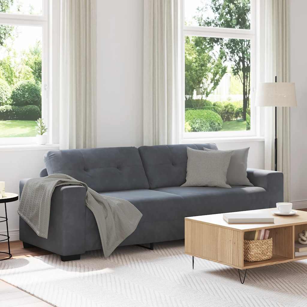 3-zitsbank donkergrijs 220x78x80 cm fluweel
