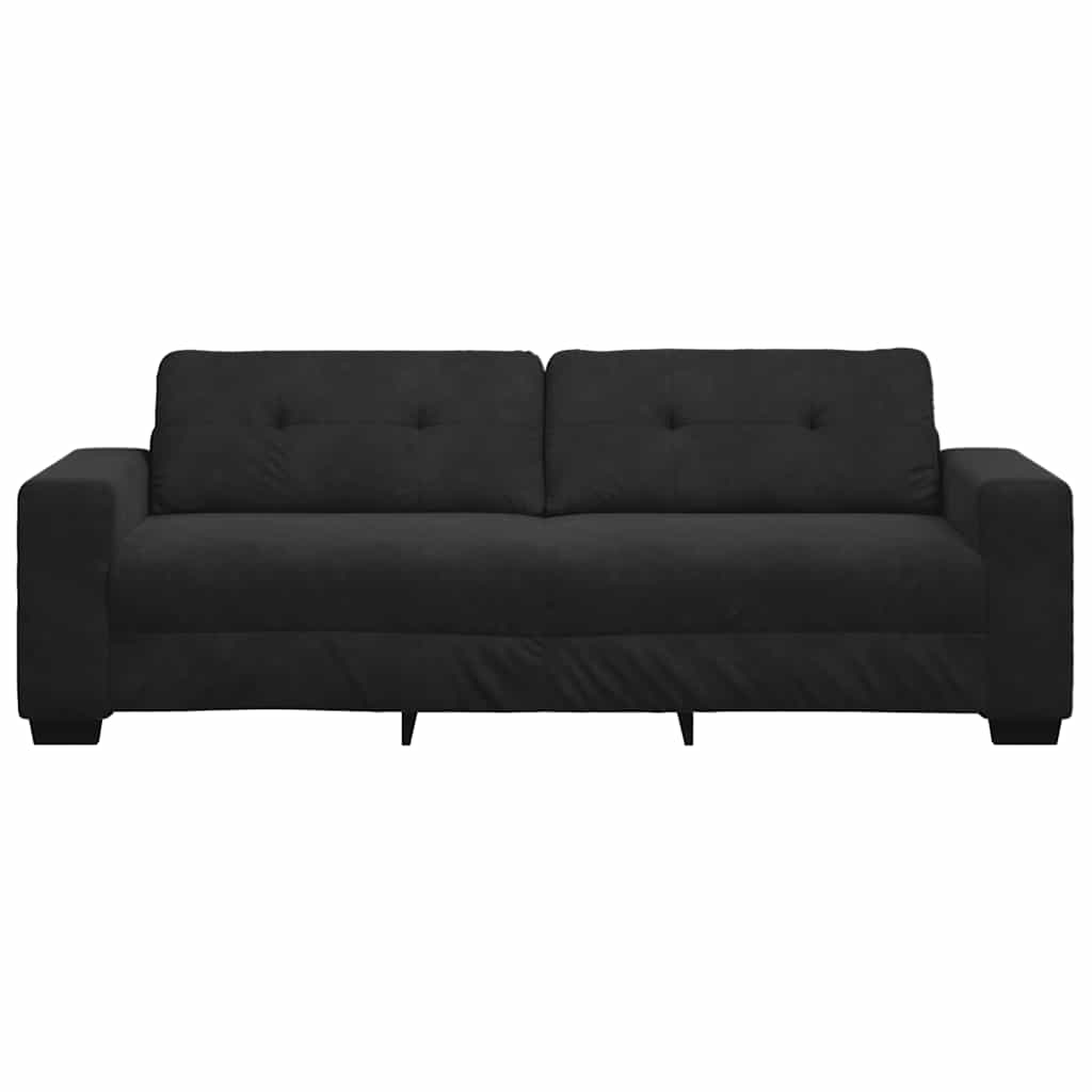 3-zitsbank zwart 220x78x80 cm fluweel