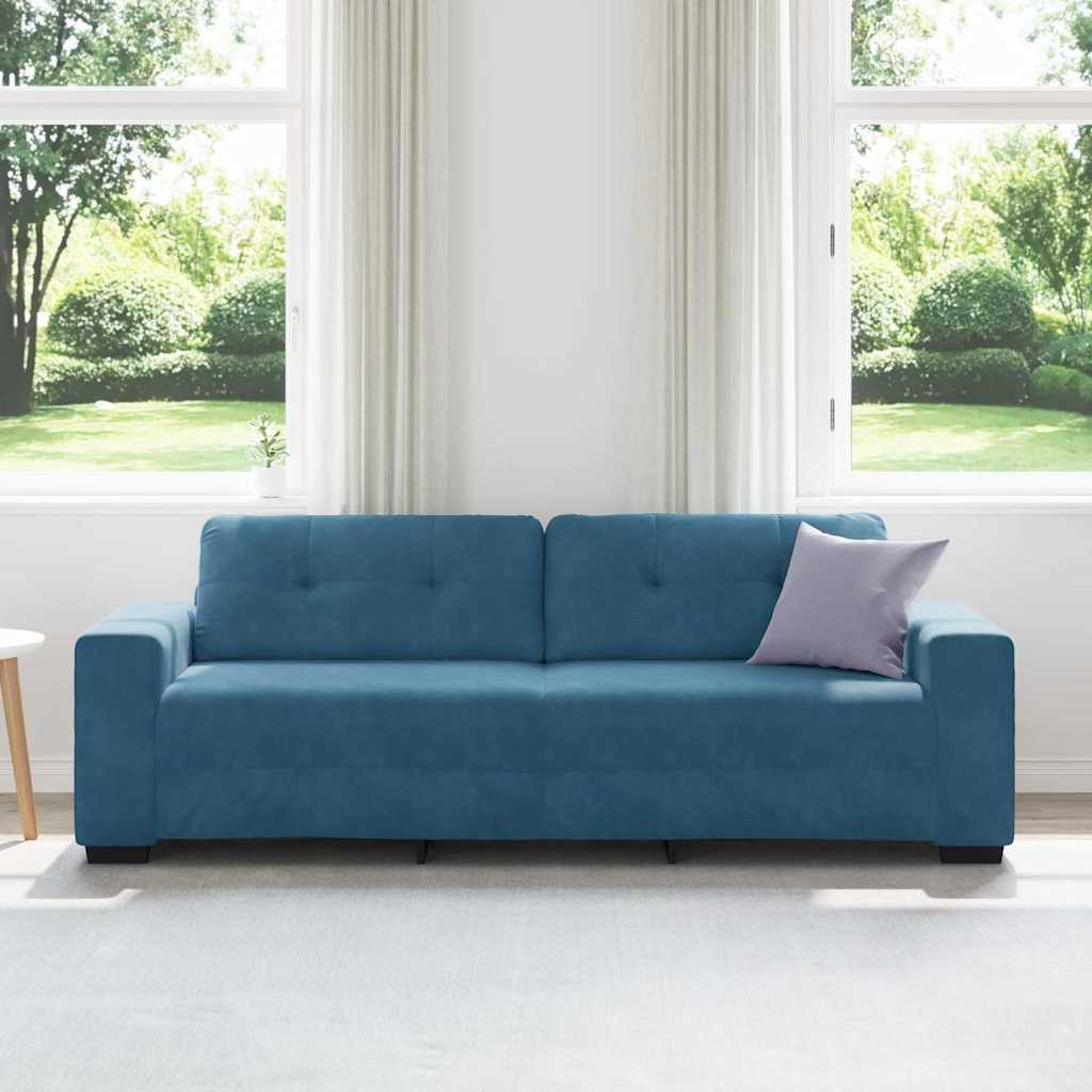 3-Zits Sofa Blauw 220 cm Fluweel
