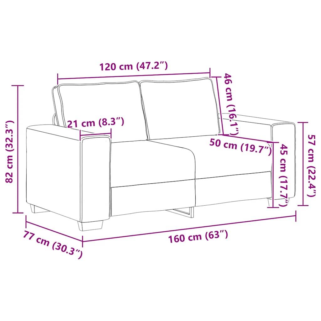 2-zitsbank bruin 160x77x82 cm stof