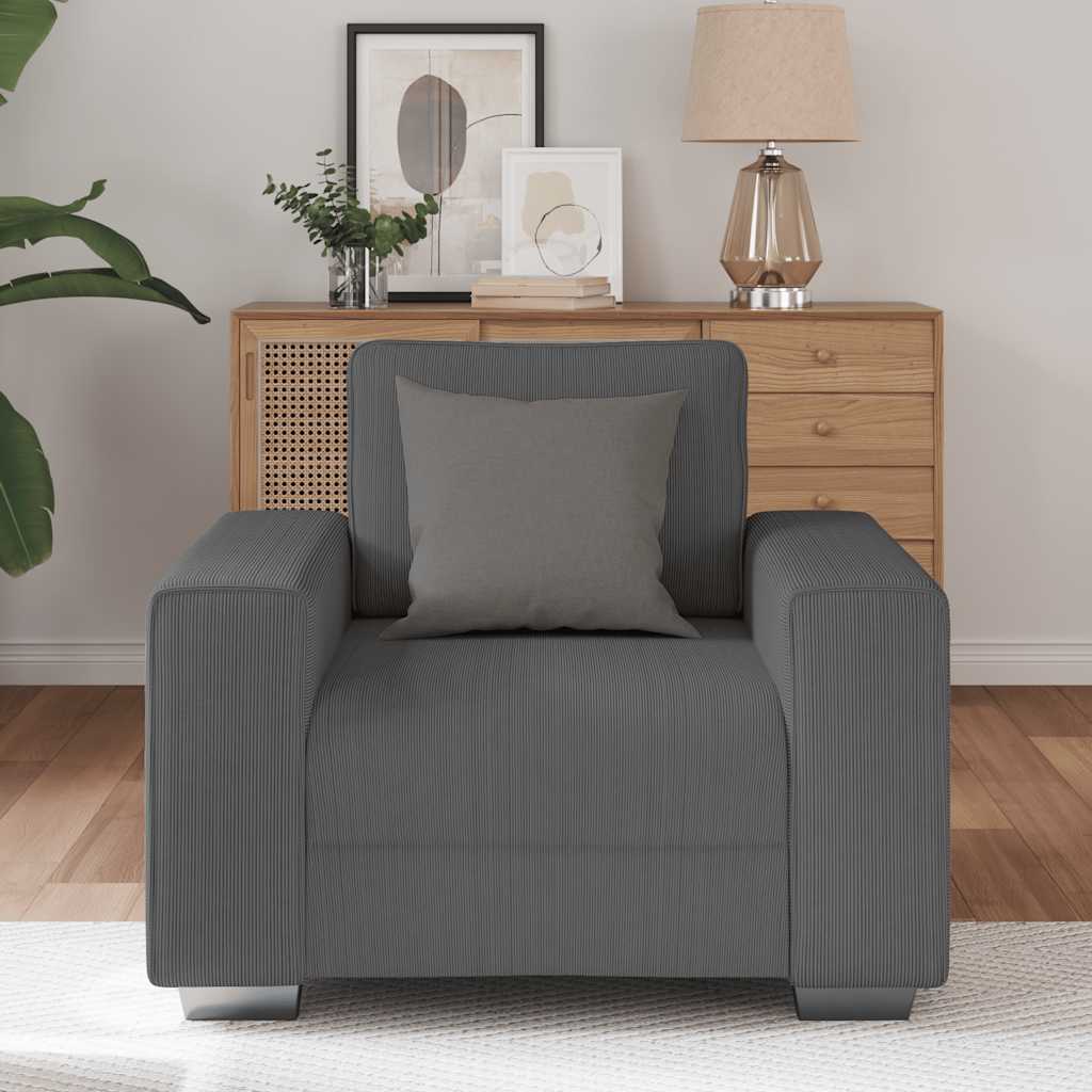 Fauteuil 100x77x82 cm corduroy stof donkergrijs