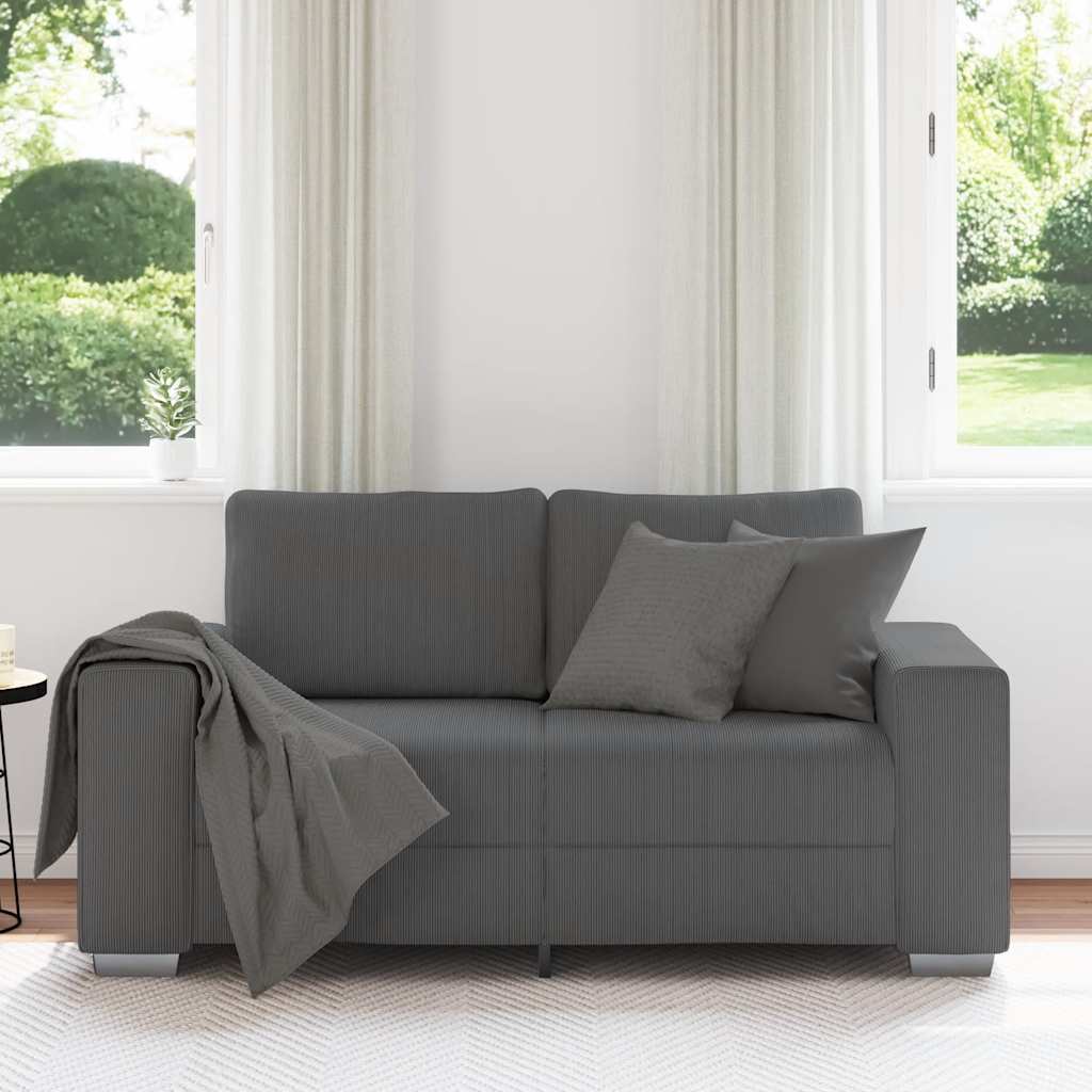 Loveseat bank 160x77x82 cm corduroy stof donkergrijs
