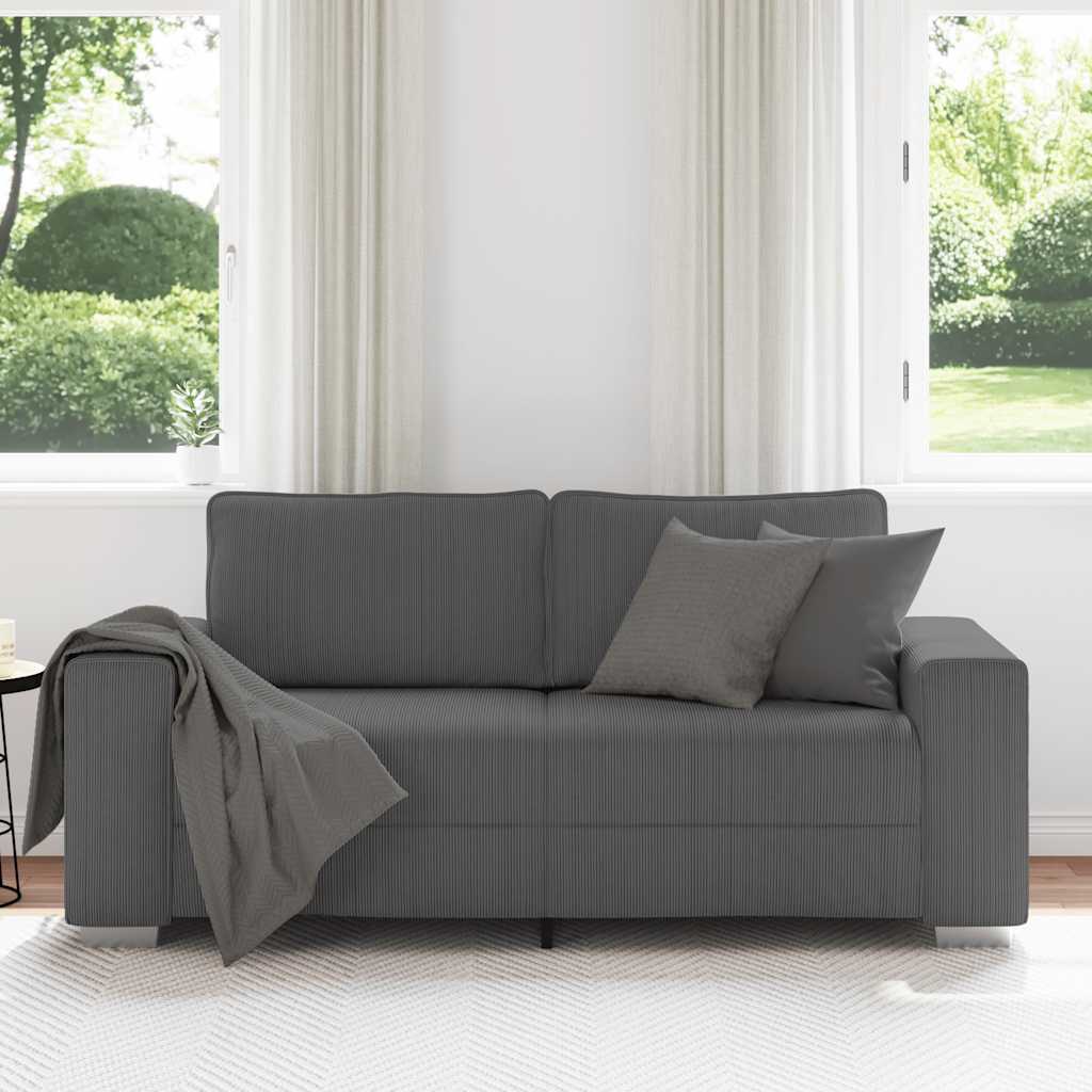 Loveseat bank 180x77x82 cm corduroy stof donkergrijs