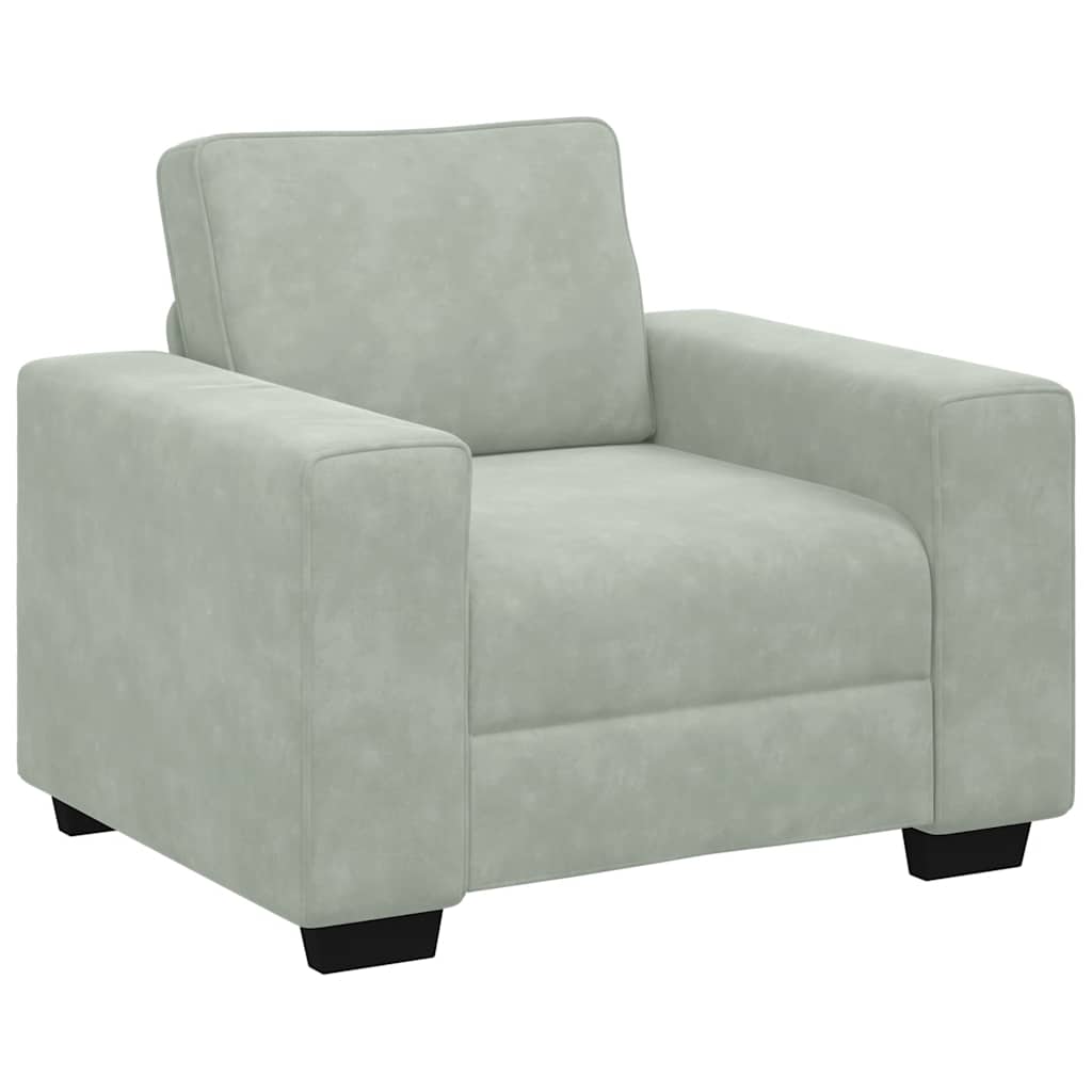 Fauteuil 100x77x82 cm fluweel lichtgrijs