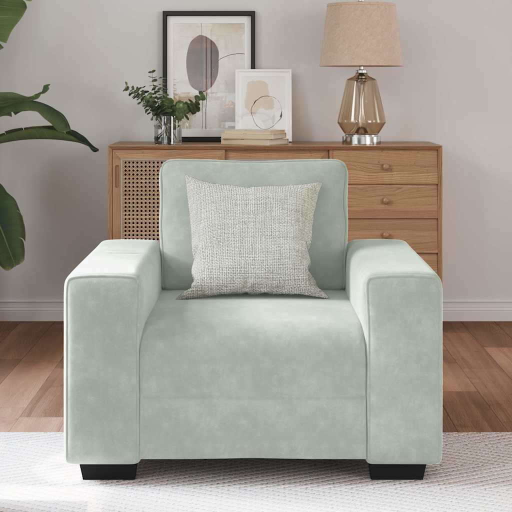 Fauteuil 100x77x82 cm fluweel lichtgrijs