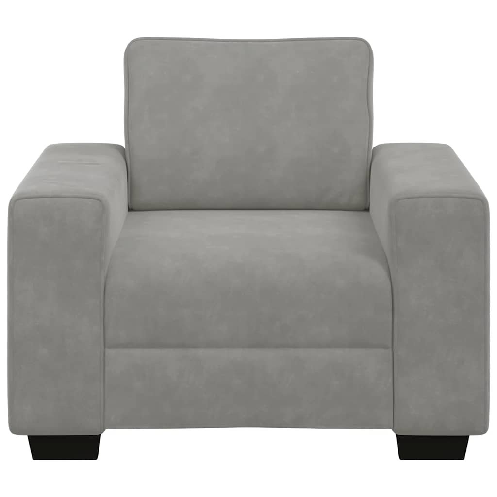 Fauteuil 100x77x82 cm fluweel lichtgrijs