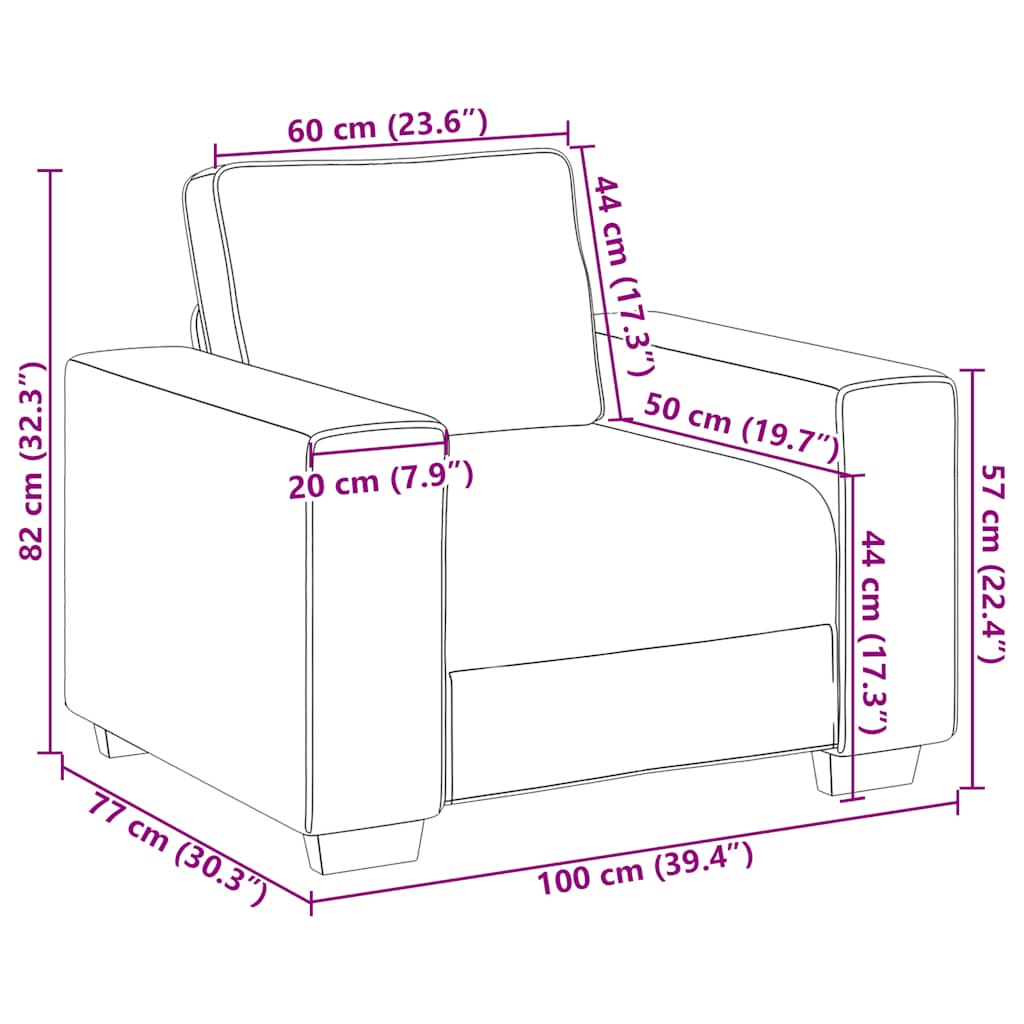 Fauteuil 100x77x82 cm fluweel lichtgrijs