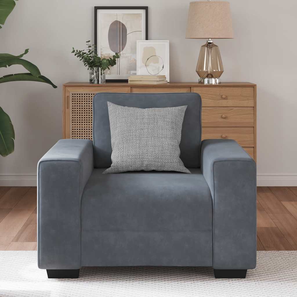 Fauteuil 100x77x82 cm fluweel donkergrijs