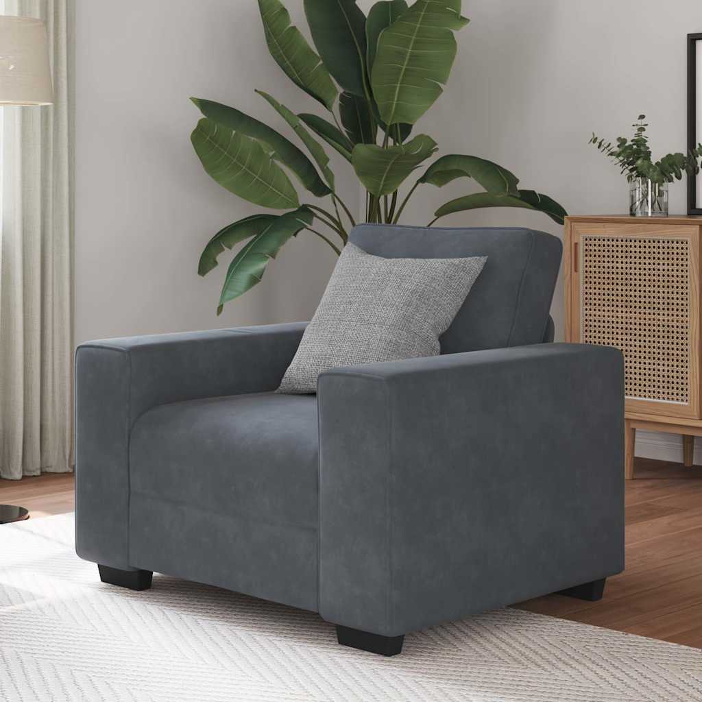Fauteuil 100x77x82 cm fluweel donkergrijs
