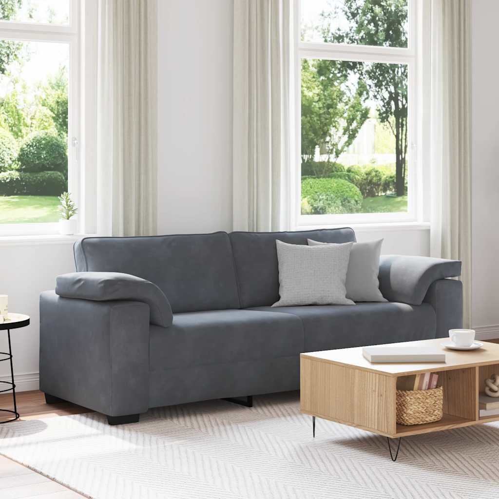 3-zitsbank 220x77x82 cm fluweel donkergrijs