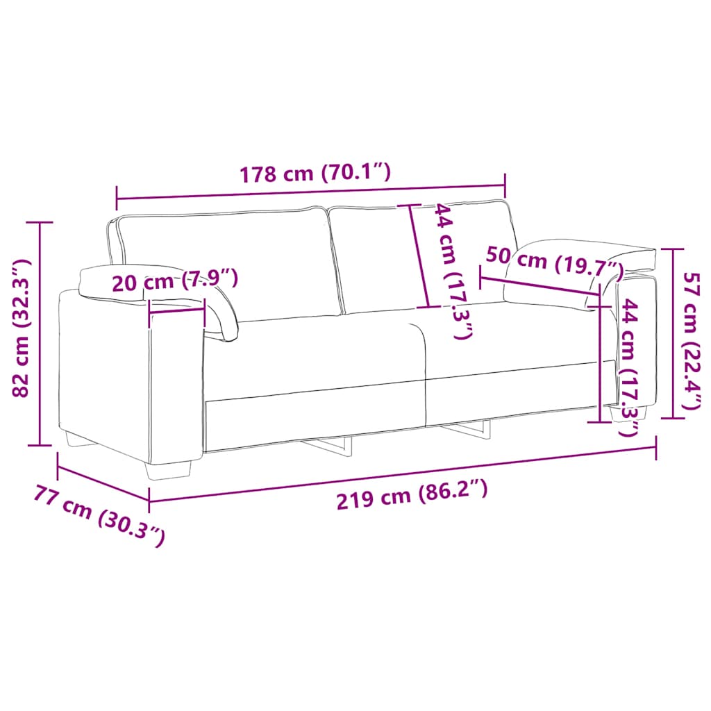 3-zitsbank wijnrood 220x77x82 cm fluweel