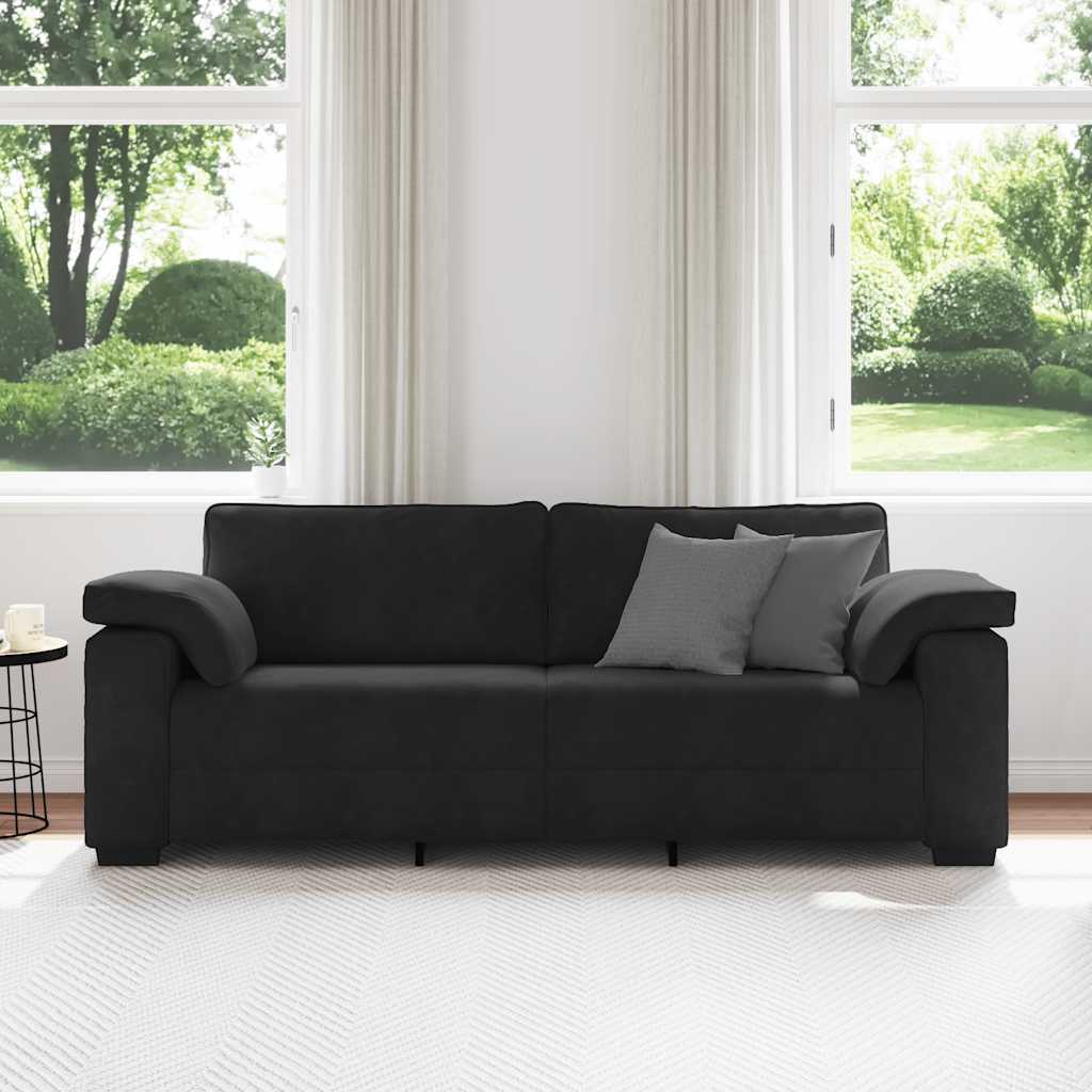 3-zitsbank 220x77x82 cm fluweel zwart