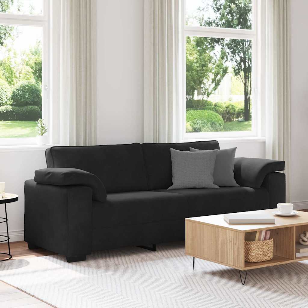3-zitsbank 220x77x82 cm fluweel zwart
