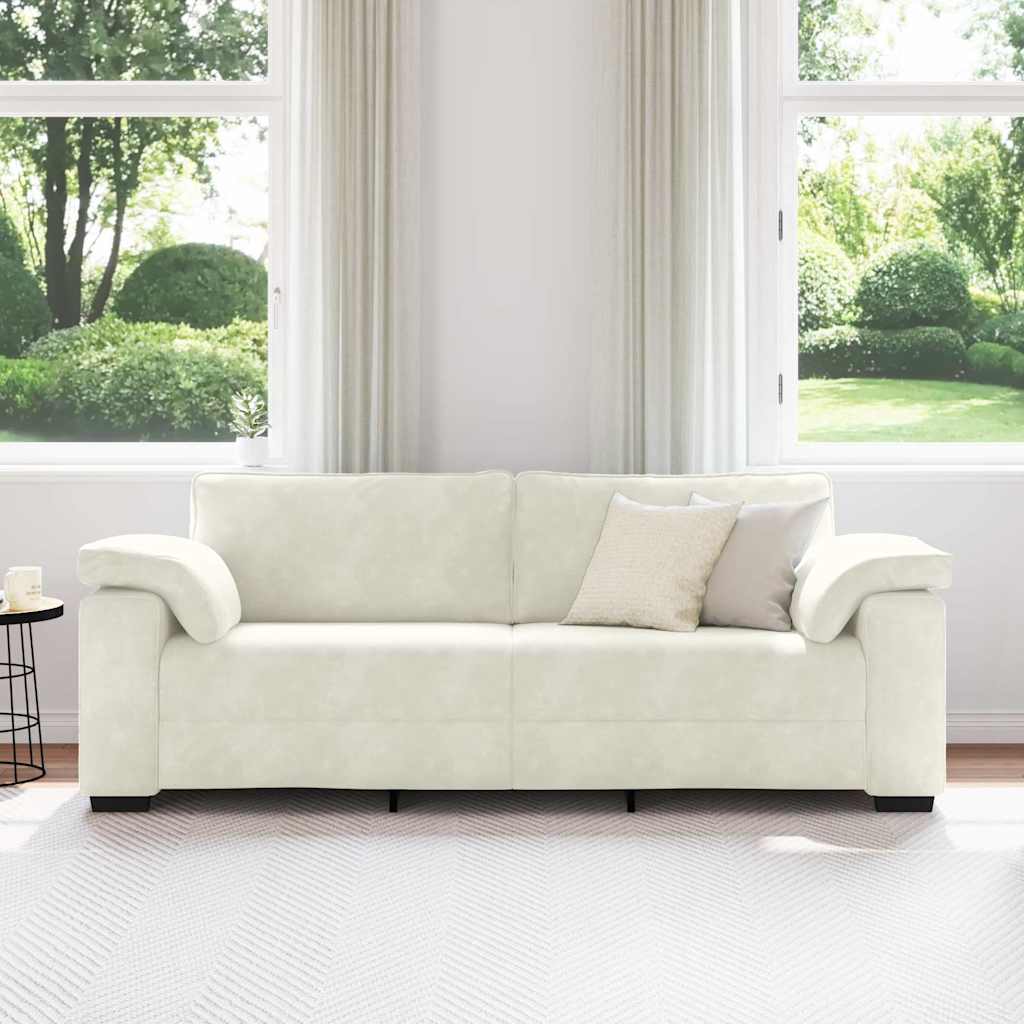 3-zitsbank crème 220x77x82 cm fluweel