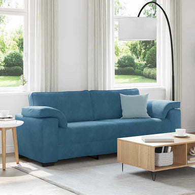 3-zitsbank blauw 220x77x82 cm fluweel
