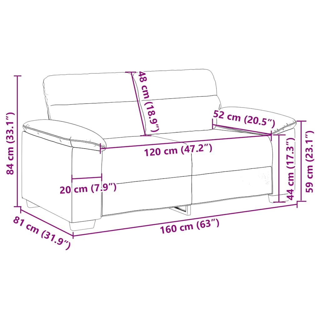 2-zitsbank Taupe 160x81x84 cm Stof