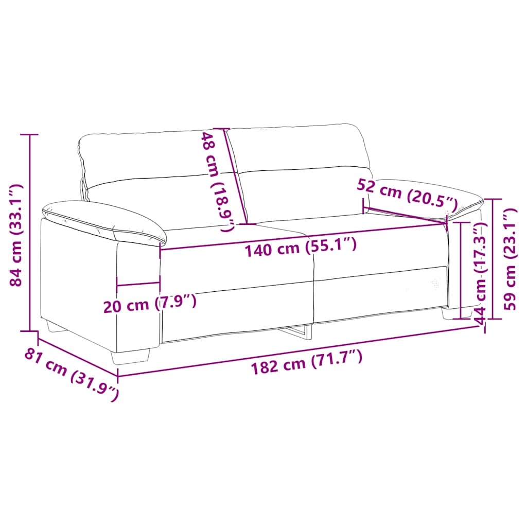 2-zitsbank bruin 180x81x84 cm stof