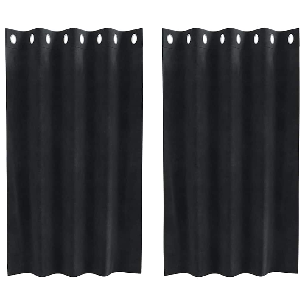 Verduisterende gordijnen 2 st Zwart 140 x 140 cm Fluweel