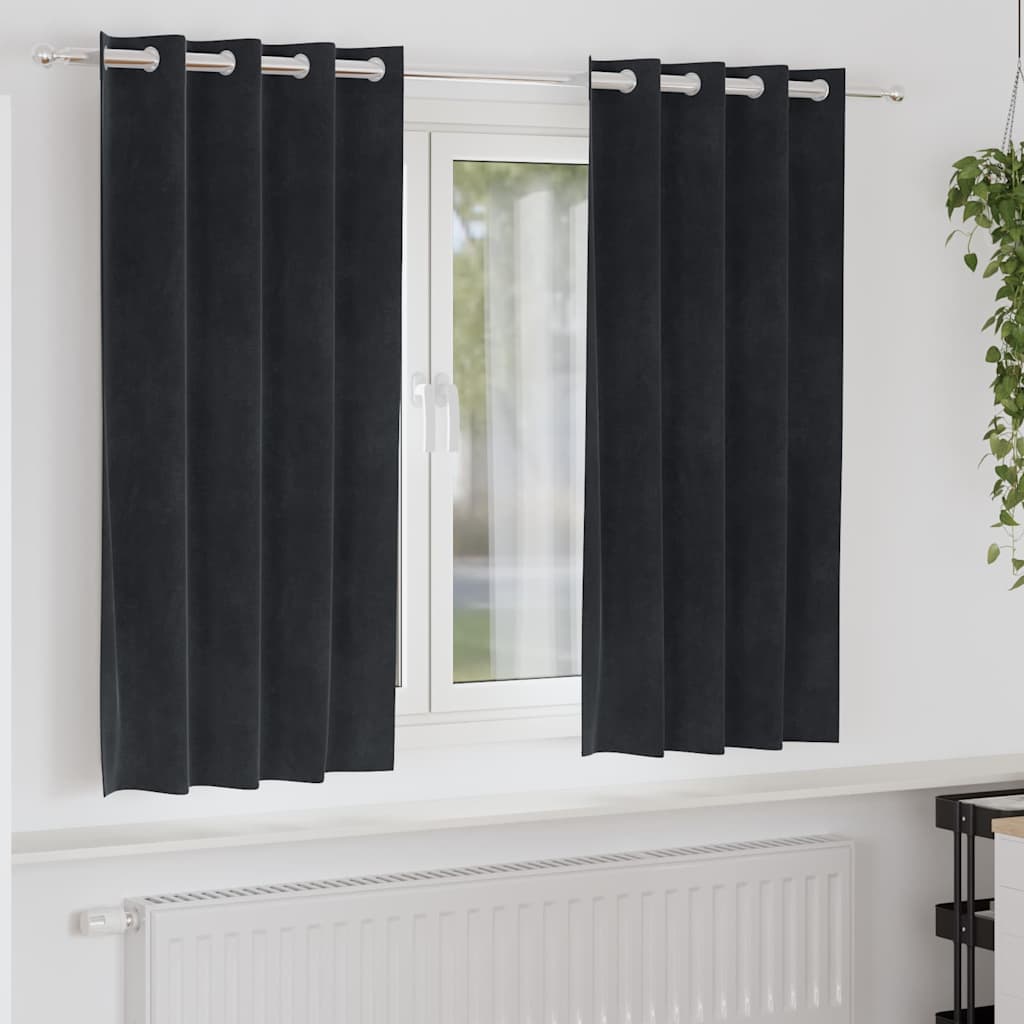 Verduisterende gordijnen 2 st Zwart 140 x 175 cm Fluweel