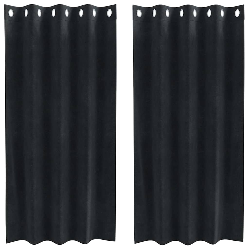 Verduisterende gordijnen 2 st Zwart 140 x 175 cm Fluweel