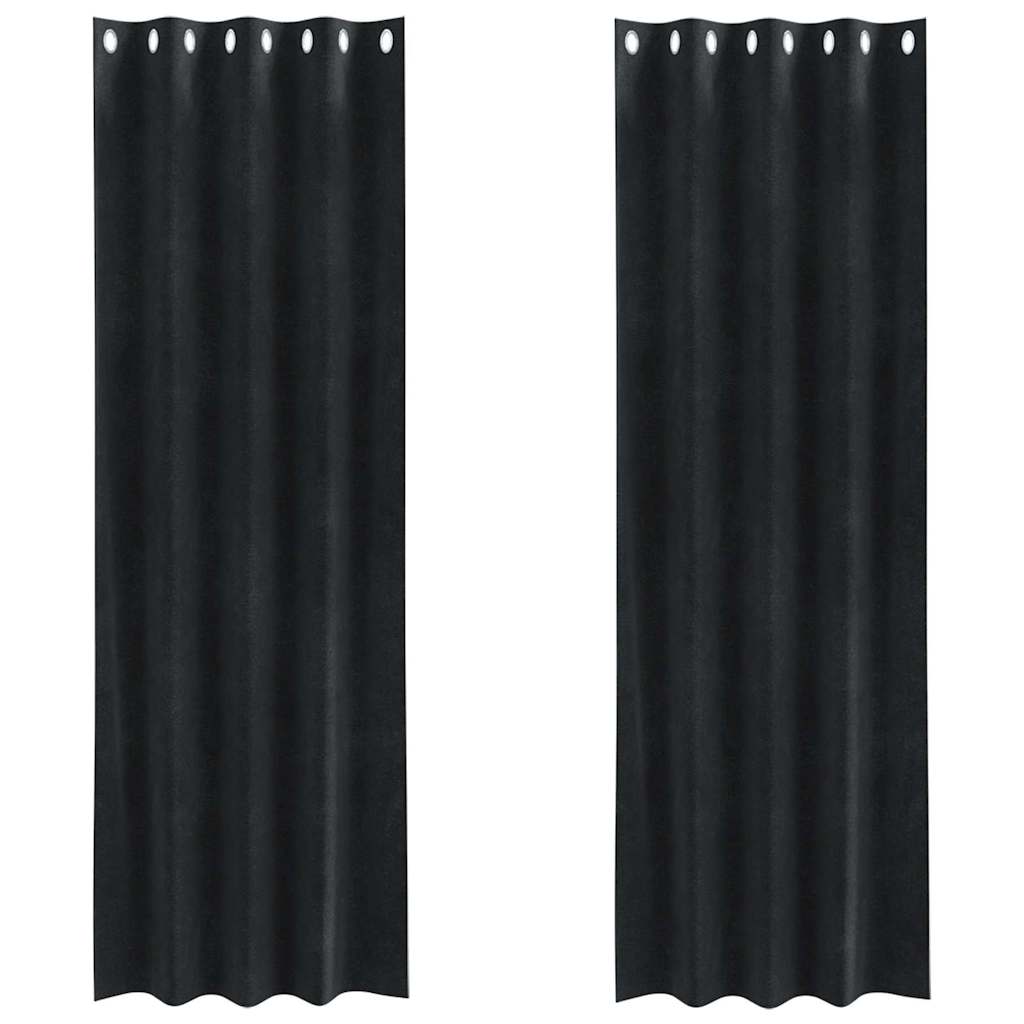 Verduisterende gordijnen 2 st Zwart 140 x 225 cm Fluweel