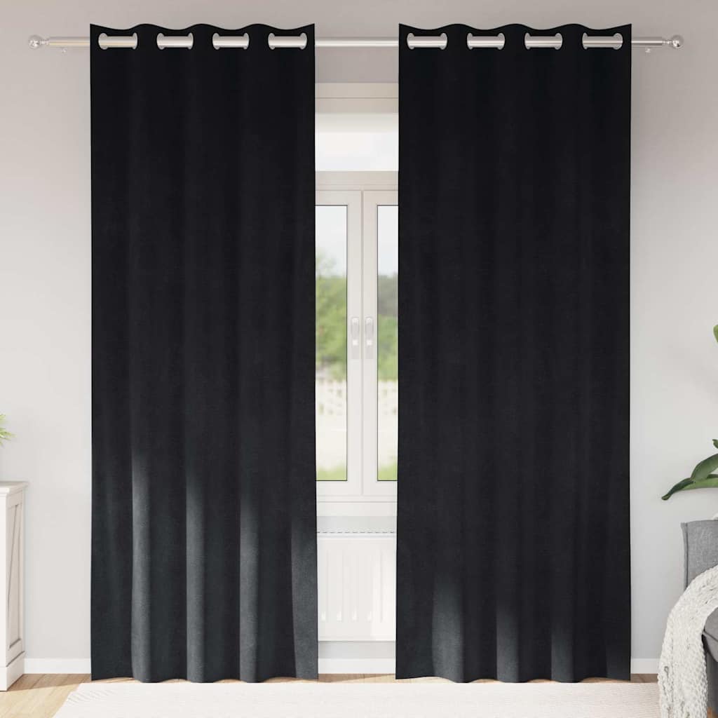 Verduisterende gordijnen 2 st Zwart 140 x 260 cm Fluweel