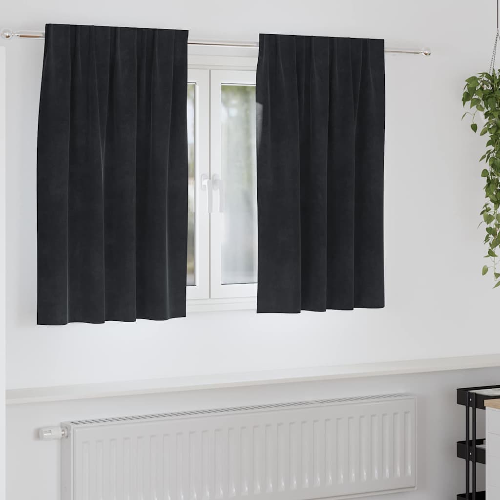 Verduisterende gordijnen 2 st Zwart 140 x 140 cm Fluweel