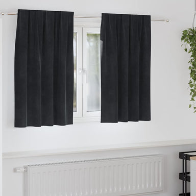 Verduisterende gordijnen 2 st Zwart 140 x 140 cm Fluweel